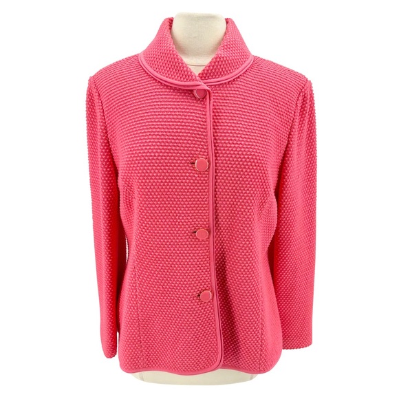 ST. JOHN Collared Pink Knit Button Up Jacket Women’s US Size 6 - Picture 3 of 9